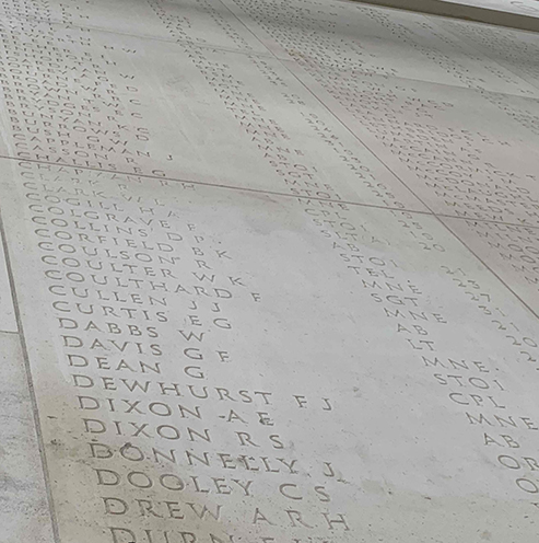 Names on the memorial