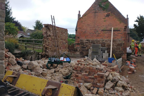The barn after the wall collapsed