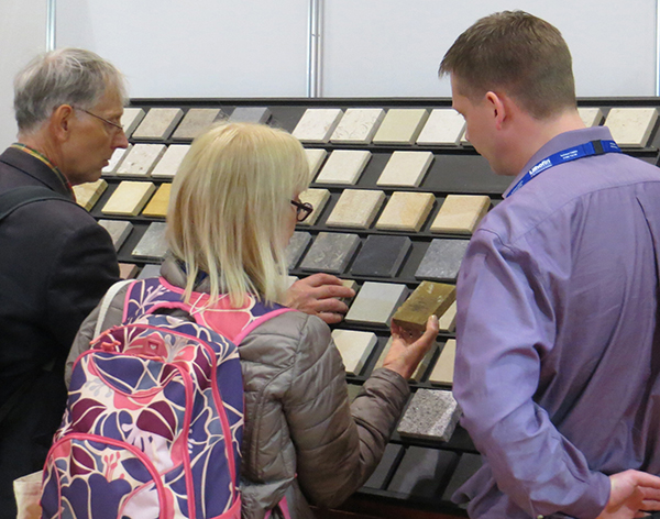 Examining stone samples.