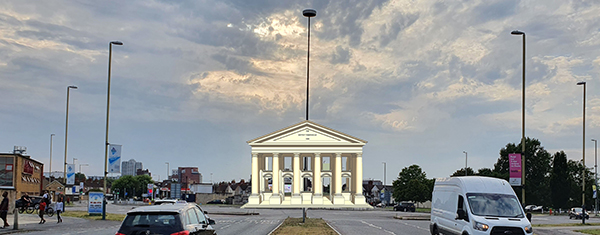 The portico on the 'magic roundabout'