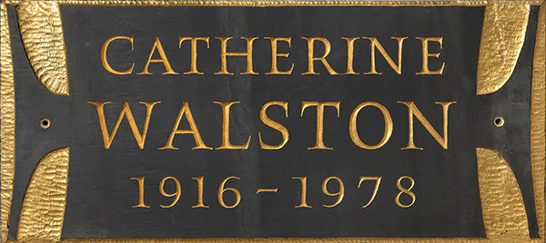 Carved and gilded memorial plaque in Welsh slate