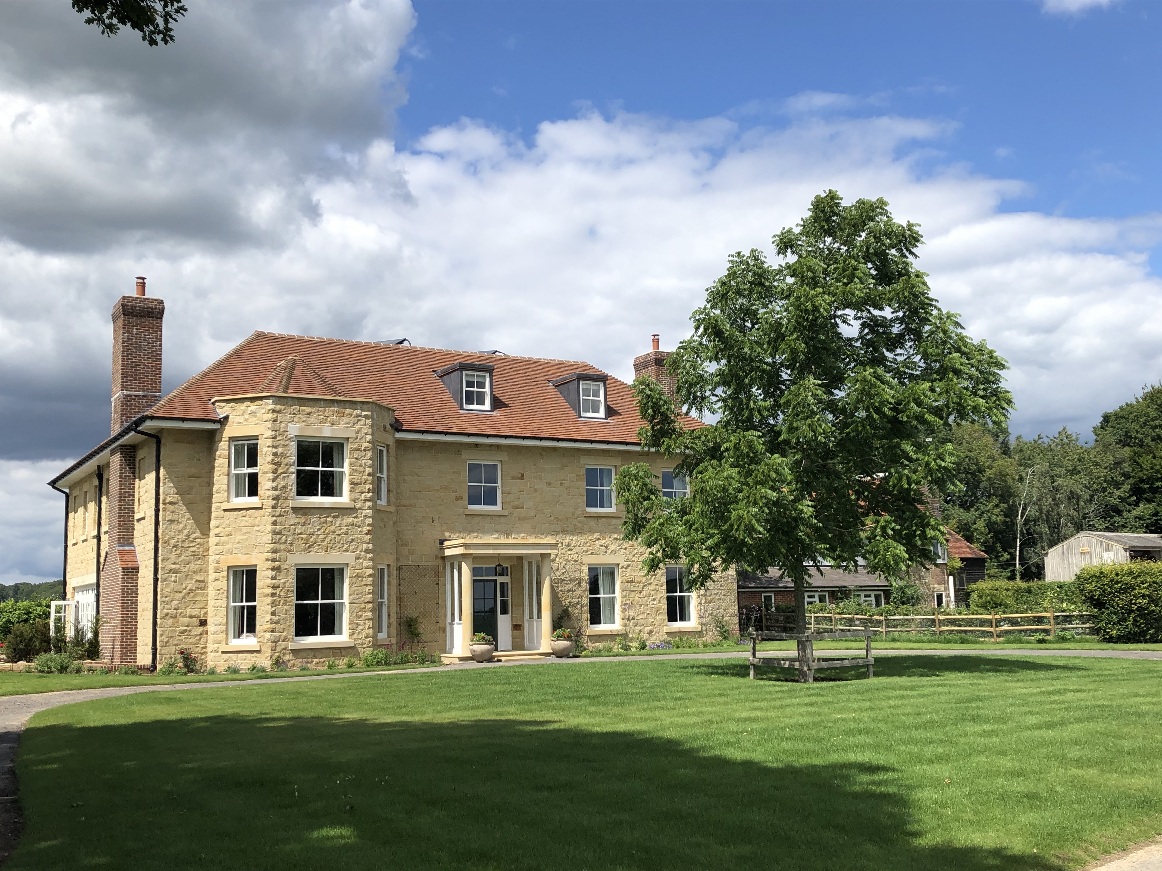 Private Residence - West Sussex – Wealden Sussex Sandstone HS2 & Fine Grade Masonry - Cills, Heads & Portico