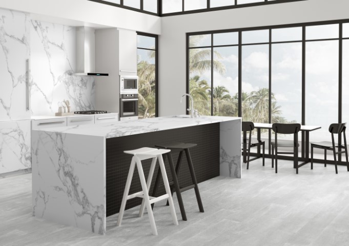 Statuario Natural worktop and walls