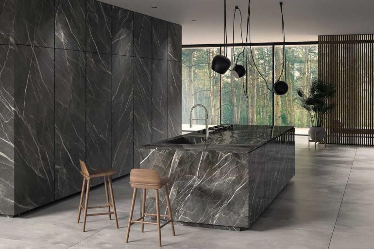 Laminam's new Calacatta Black from its Diamond Series