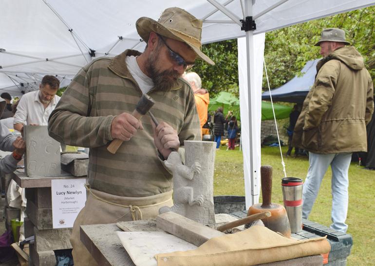 Peter James Heaton carving his squirrel