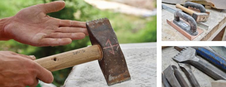 Traditional stonemasonry tools