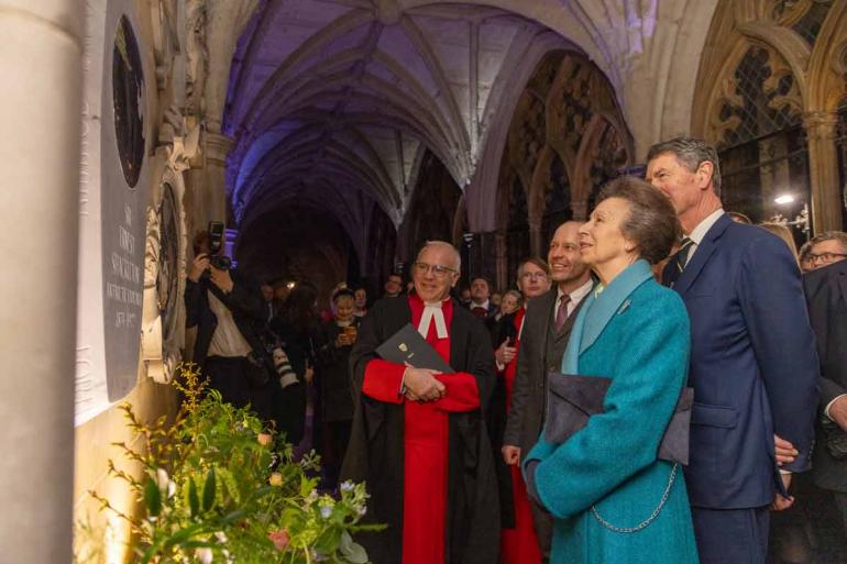 Will with HRH The Princess Royal at the special dedication ceremony for the Sir Ernest Shackleton memorial at Westminster Abbey