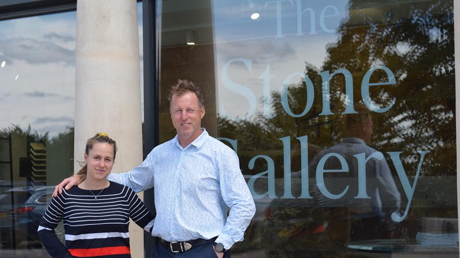 Megan and Angus Jones in front of the new showroom