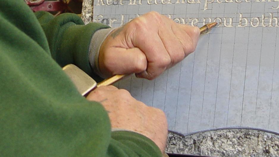 lettercutting on a memorial