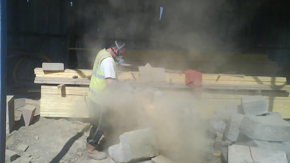 Dry cutting stone creates a lot of dust