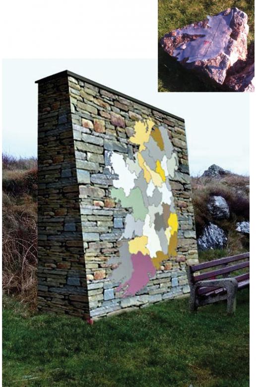 Irish map in stone