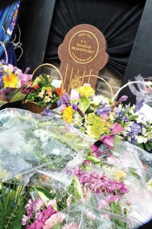 The memorial to PC Sharon Beshenivsky erected in Bradford, where she was gunned down. The memorial to PC Sharon Beshenivsky erected in Bradford, where she was gunned down.
