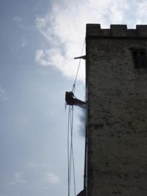 Using super-heated water cleaning on a rope. Using super-heated water cleaning on a rope.