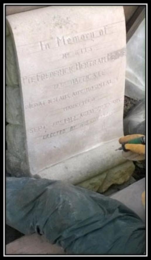 One of the ANZAC memorials being restored at Harefield Churchyard. One of the ANZAC memorials being restored at Harefield Churchyard.