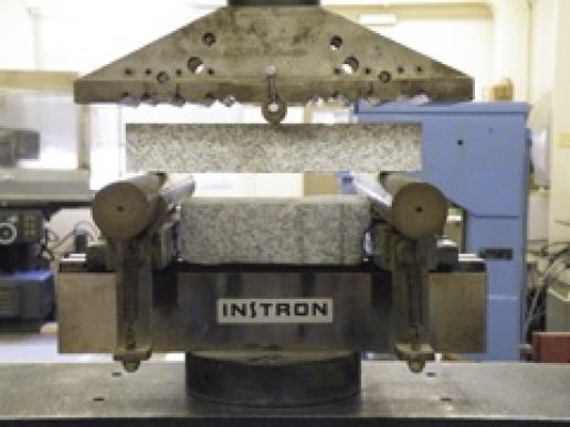 Testing the flexural strength of stone is part of the process of determining how thick panels should be. Testing the flexural strength of stone is part of the process of determining how thick panels should be.