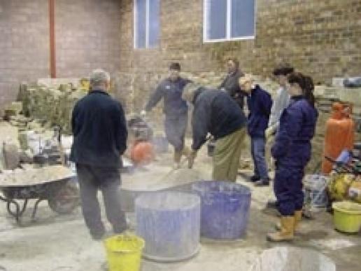 Slaking lime on a course at the Scottish Lime Centre. Slaking lime on a course at the Scottish Lime Centre.