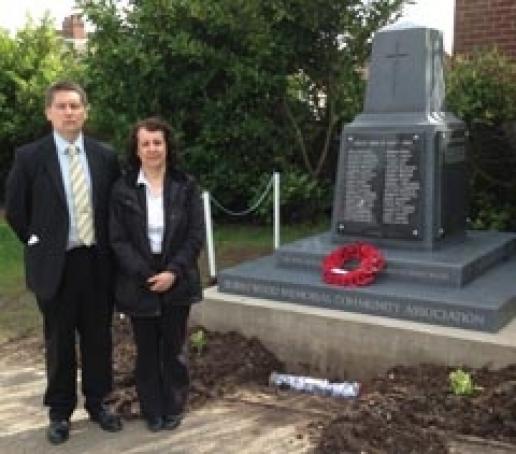 Lee Hall and Anna Allan at the dedication of the new Burntwood war memorial. Lee Hall and Anna Allan at the dedication of the new Burntwood war memorial.