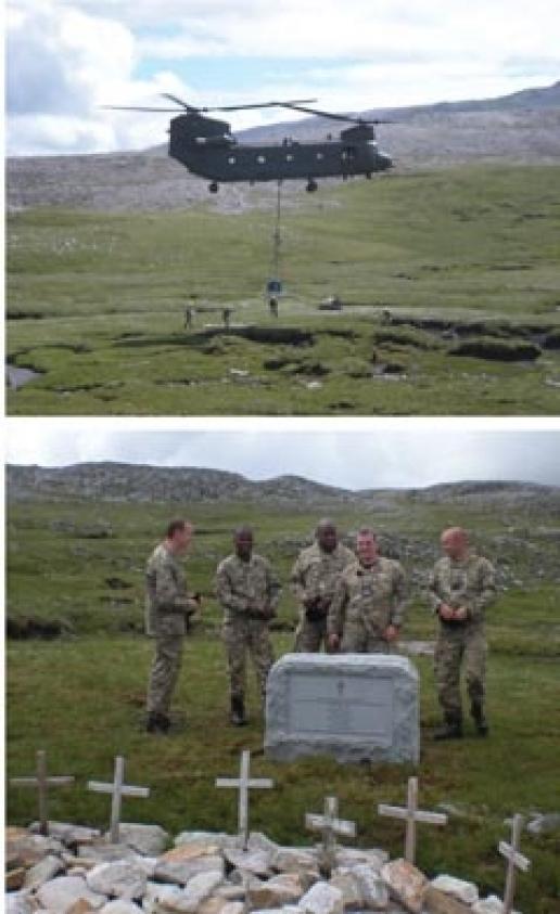 The memorial to the WWII air crew being installed in the Scottish Highlands. The memorial to the WWII air crew being installed in the Scottish Highlands.