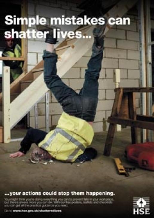 Falls kill and injure a lot of people in construction but campaigns such as the HSE's Shattered Lives could become a casualty of the cuts. Falls kill and injure a lot of people in construction but campaigns such as the HSE's Shattered Lives could become a casualty of the cuts.