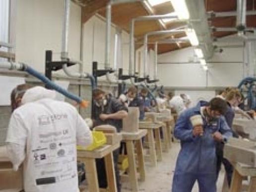 Trainees at work in the Masonry Skills Challenge. Trainees at work in the Masonry Skills Challenge.