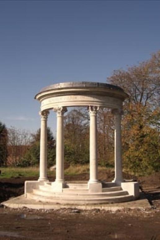 The Portland limestone Ponsonby Temple after its reconstruction by Chichester masons CWO. The Portland limestone Ponsonby Temple after its reconstruction by Chichester masons CWO.