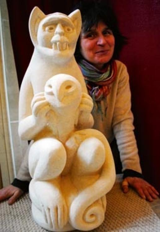 Jitka Palmer with a Gothic-inspired carving she produced during a 10-week project at Woodchester Mansion. Jitka Palmer with a Gothic-inspired carving she produced during a 10-week project at Woodchester Mansion.