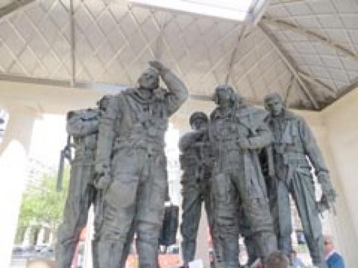 The Philip Jackson sculpture at the heart of the Portland limestone Bomber Command Memorial unveiled by The Queen on 28 June. The Philip Jackson sculpture at the heart of the Portland limestone Bomber Command Memorial unveiled by The Queen on 28 June.