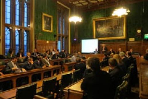 Mike Dewar, Director of One, the agency that manages the MAB campaign, addressing the meeting in a Committee Room in the Houses of Parliament. Mike Dewar, Director of One, the agency that manages the MAB campaign, addressing the meeting in a Committee Room in the Houses of Parliament.