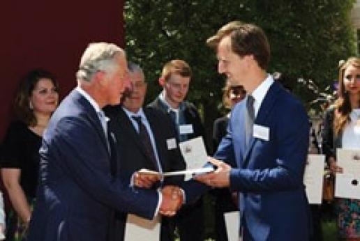 Stonemason Thomas Sargeant received his apprenticeship confirmation this year from Prince Charles, The Prince of Wales. Stonemason Thomas Sargeant received his apprenticeship confirmation this year from Prince Charles, The Prince of Wales.
