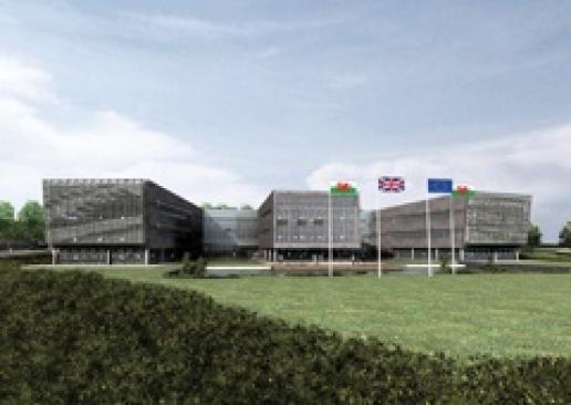 The latest use of slate is as 20mm rainscreen cladding on the new Welsh Assembly offices in Llandudno. The latest use of slate is as 20mm rainscreen cladding on the new Welsh Assembly offices in Llandudno.