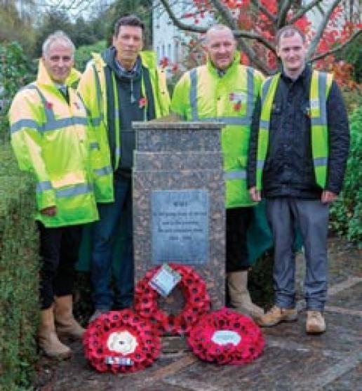 David Collier, Jez Greeves, Andy Gravil, Gareth Townend with teh memorial sundial they made and installed. David Collier, Jez Greeves, Andy Gravil, Gareth Townend with teh memorial sundial they made and installed.