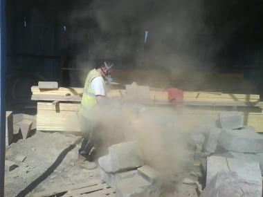 Dry cutting stone creates a lot of dust