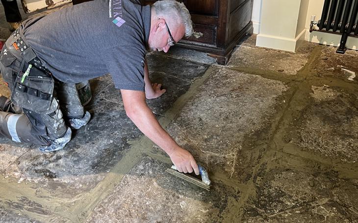 Restoration of a blue lias limestone floor