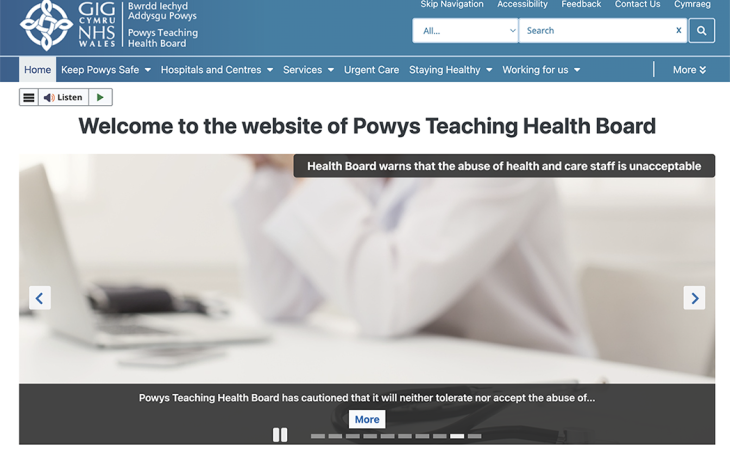 Powys Teaching Health Board website