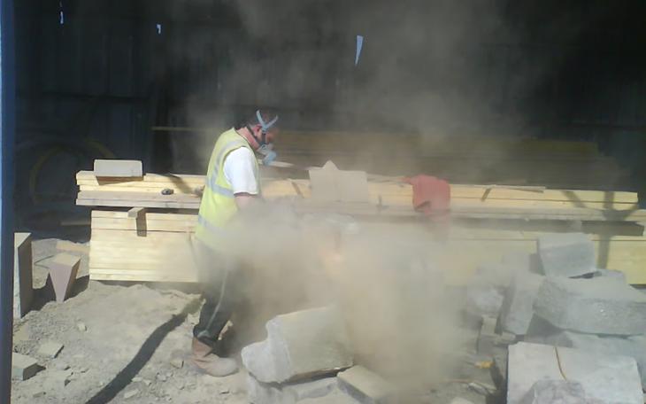Dry cutting stone creates a lot of dust